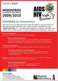 Wettbewerb „HIV/Aids – Weißt du Bescheid?“ – Sonderpreis für Schülerarbeiten  Medienpreis 