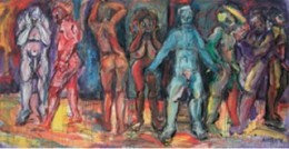 Admire Kamudzengerere: „Prostitution and Aids“, 2005, Mixed Media, 115 x 218 cm 