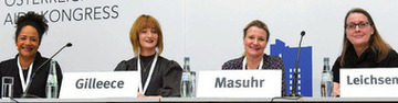 Plenarsitzung mit Frauenpanel: Prof.in Dr. Marylyn Addo, Prof.in Dr. Yvonne Gilleece, Dr. Anja Masuhr und Mag. Birgit Leichsenring