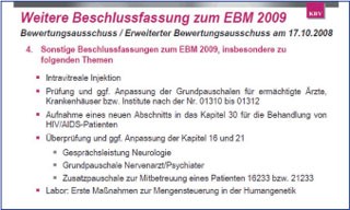 Abb. 2: Beschlussfassung zum EBM 2009 vom EBA