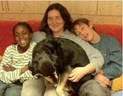 Sabine Rockhoff mit Amanda,
              Dennis und Hund