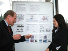 Prof. Hans Wolf (Universität Regensburg), Mitbegründer der Deutsch-Japanischen Kooperation, und Dr. Kaori Asamitsu (Universität Nagoya), Gewinnerin des Essex Poster-Awards 2009, in Bochum. 