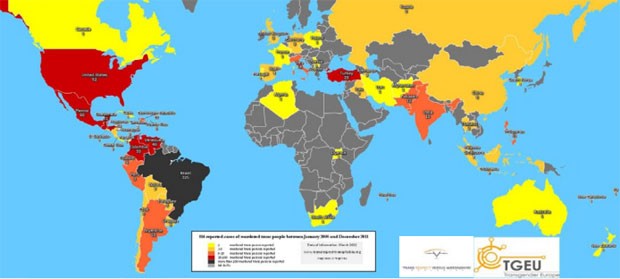 Morde an Transmenschen Weltkarte