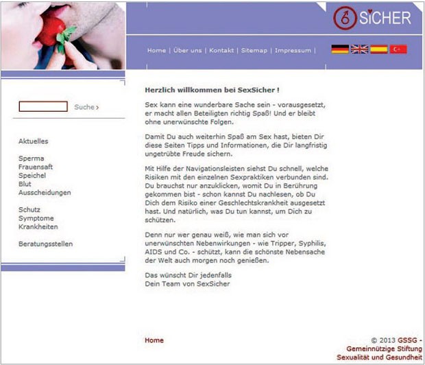 Das Portal www.sexsicher.deinformiert Freier über STI © Bilder GSSG