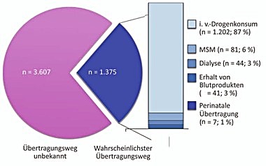 Abb. 2 Patienten mit neu diagnostizierter Hepatitis C: häufigste HCVÜbertragungswege