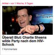 Überall Blut: Charlie Sheens wilde Party nach dem HIV-Schock