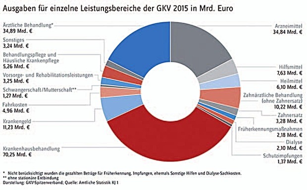 Ausgaben für einzelne Leistungsbereiche der GKV in Mrd. Euro