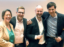 Freude über eine gelungene Veranstaltung HIVKontrovers: Jeanne Turczynski, Arne Kayser, PD Dr. Stefan Esser & Holger Wicht