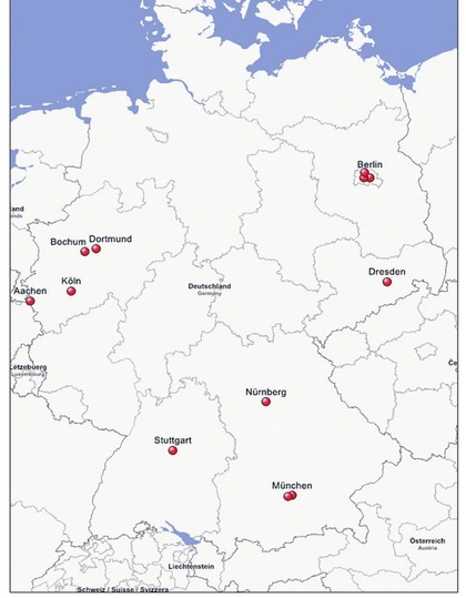 Abb. 1  Studienzentren der MSM-Screening-Study