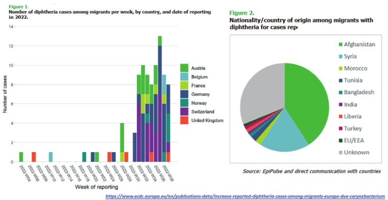 Abb. 2 Aktuelle Diphtherie-Fälle bei Migranten Quelle: www.ecdc.europa.eu