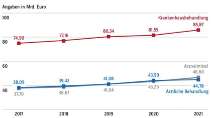 Abb. 1  Ausgaben für Krankenhausbehandlung, Arzneimittel und Ärztliche Behandlung