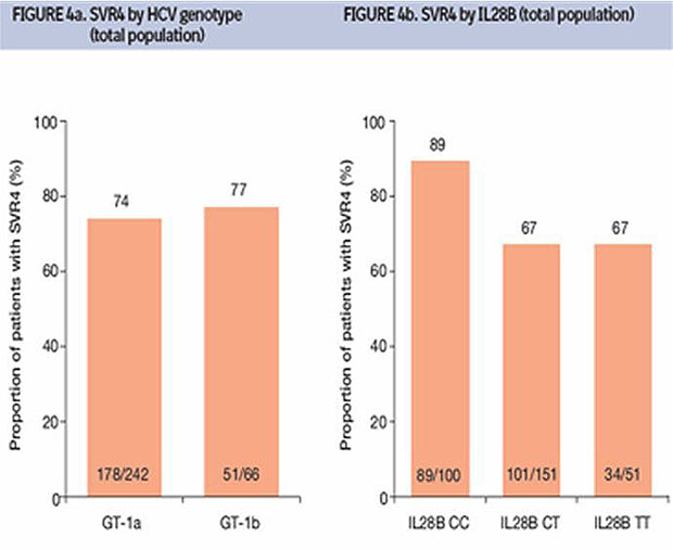 SVR4 by HCV genotype (total population) / SVR4 by IL28B (total population)